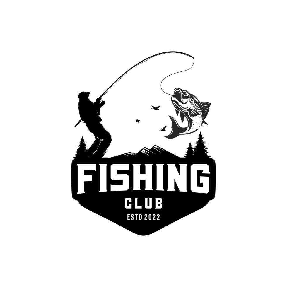 Fishing logo design template illustration vector