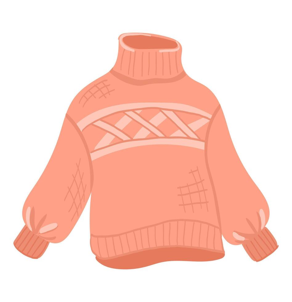 Winter knitted sweater in flat design. Cute wintertime wool pullover. illustration isolated. vector