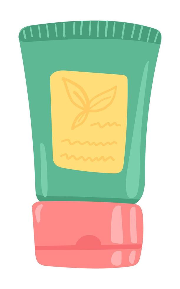 Body cream tube in flat design. Cosmetic product for skin care moisturizing. illustration isolated. vector