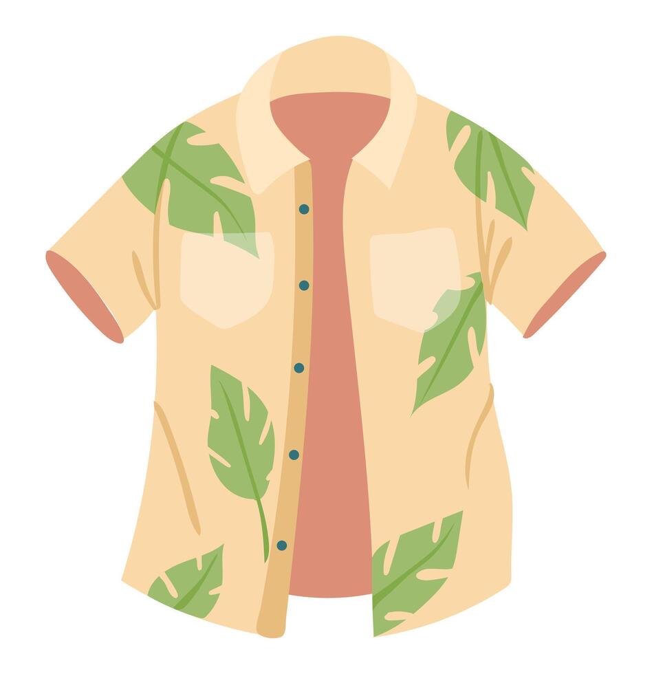 Summer shirt in flat design. Vacation tropical male clothing model. illustration isolated. vector