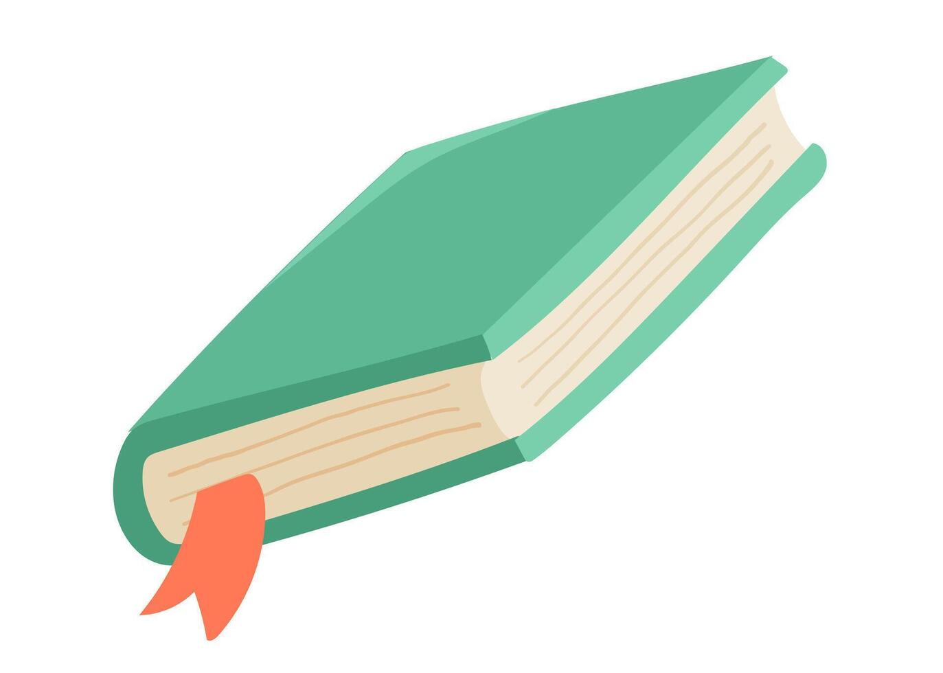 Closed book with bookmark in flat design. Textbook or diary in hardcover. illustration isolated. vector