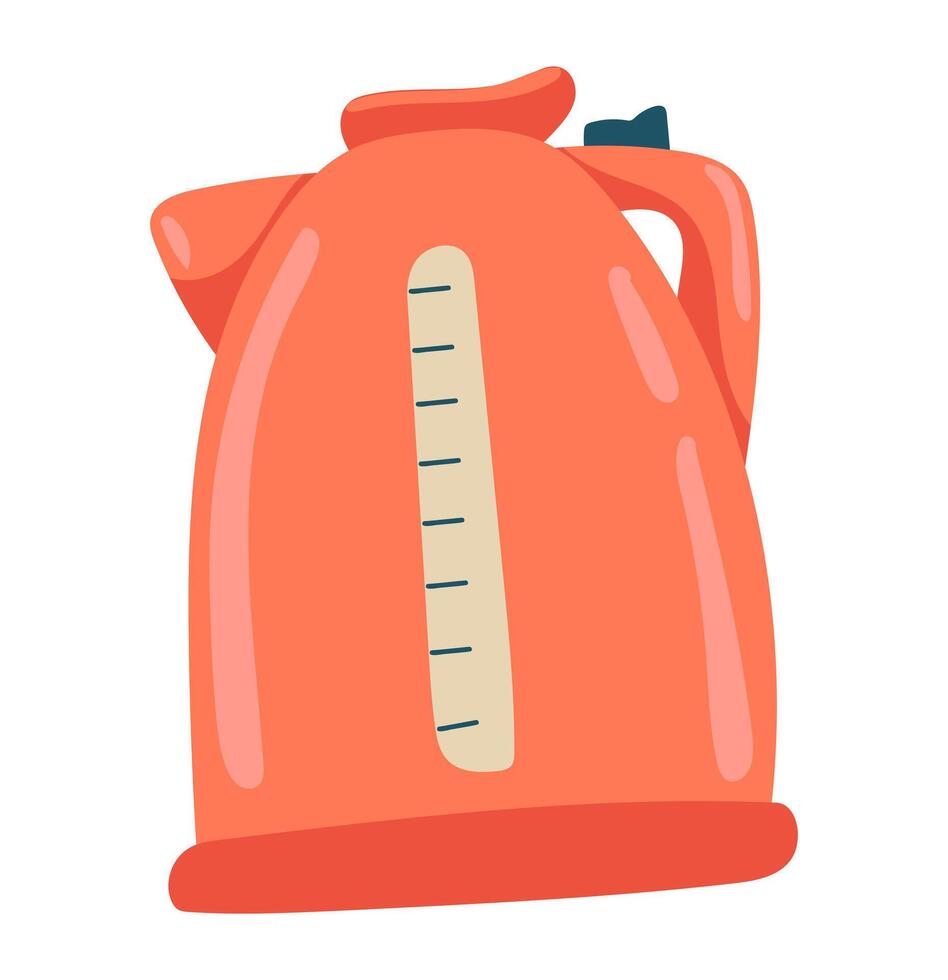 Red electric kettle in flat design. Kitchen teapot for boiling water. illustration isolated. vector