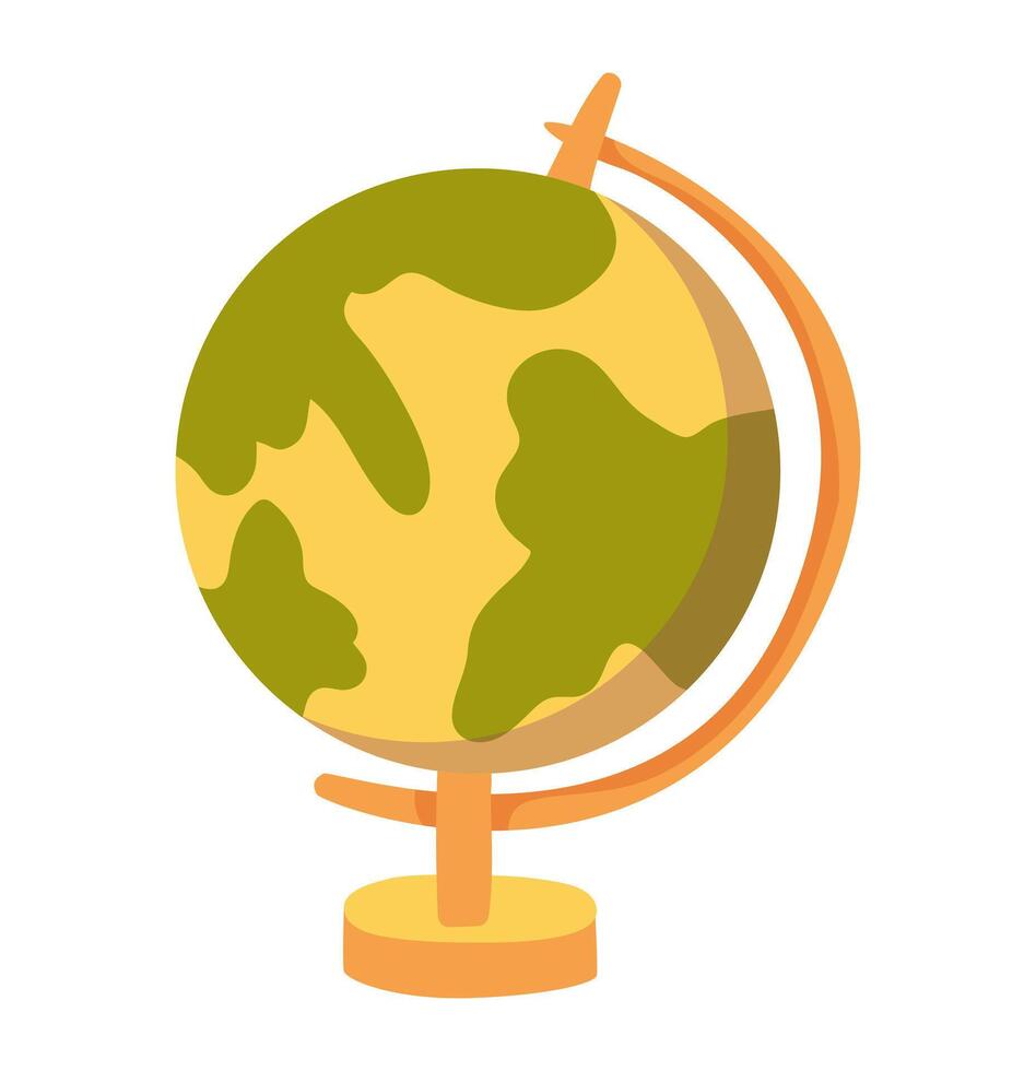 School globe in flat design. Educational equipment for geography lesson. illustration isolated. vector