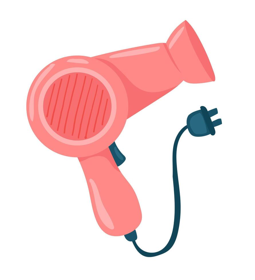 Hair dryer in flat design. Hairdresser appliance for female hairstyle. illustration isolated. vector
