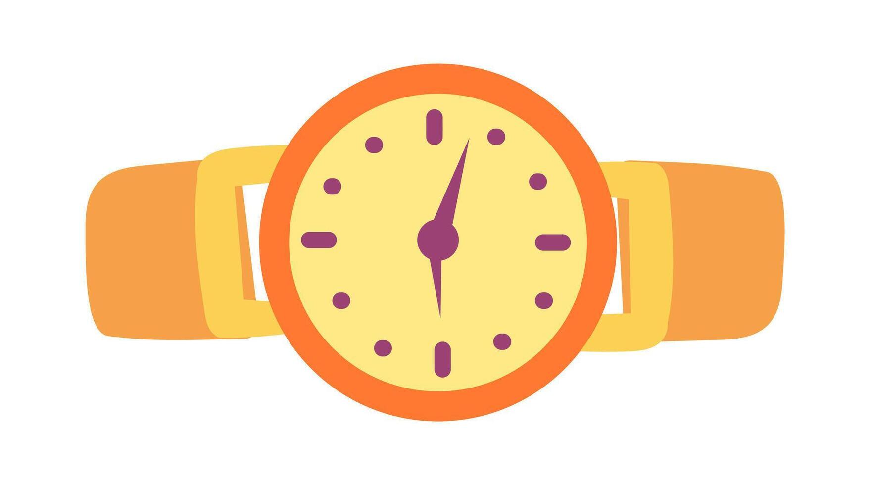 Wrist watch with gold bracelet in flat design. Fashionable accessory model. illustration isolated. vector