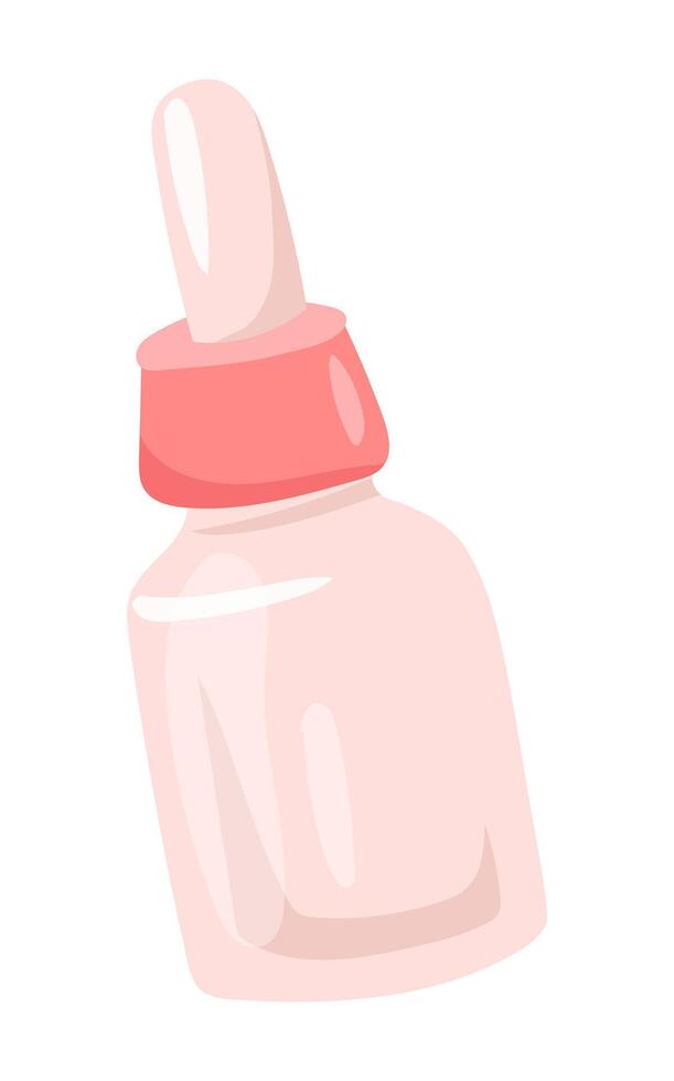 Serum bottle in flat design. Facial skin care cosmetic product with dropper. illustration isolated. vector