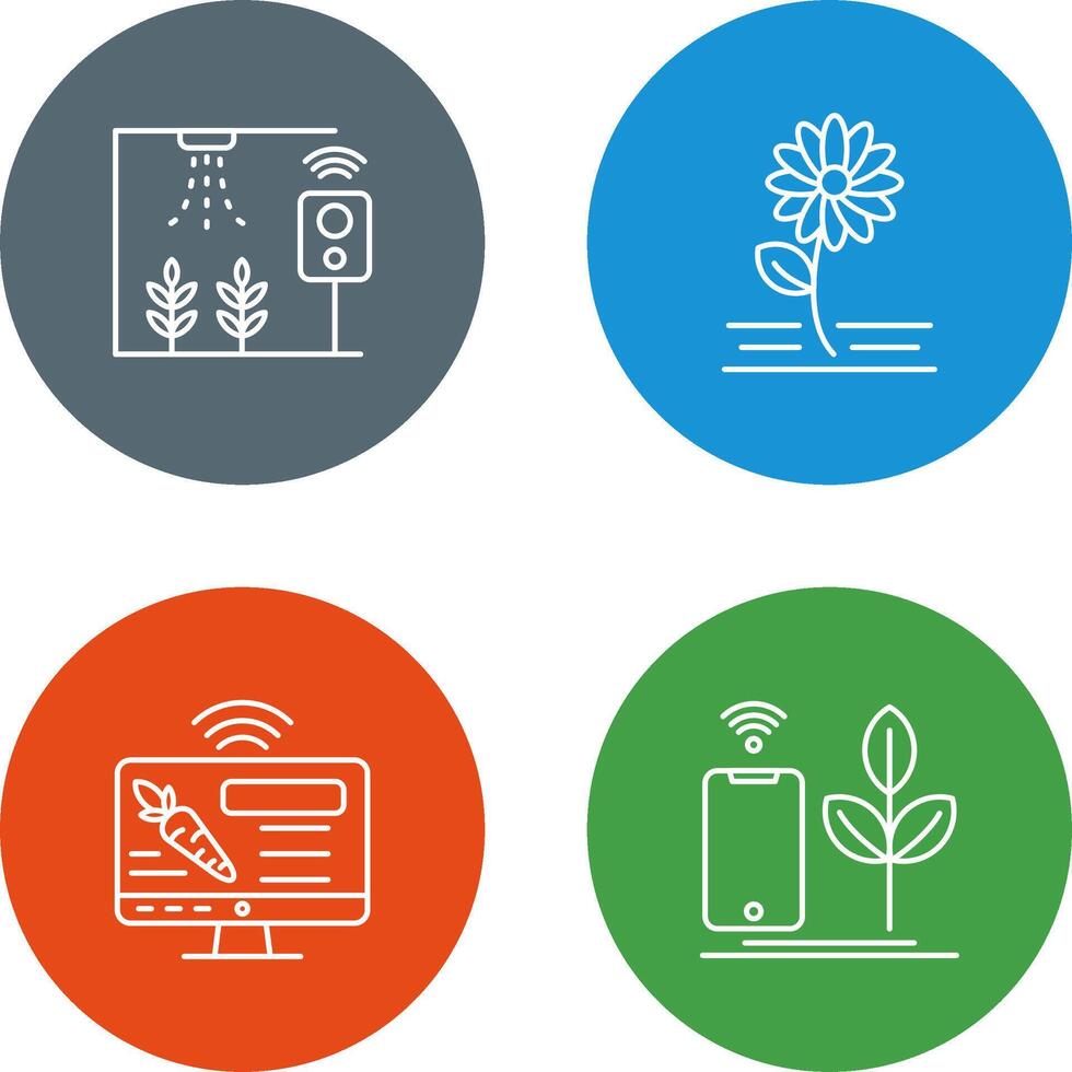 Smart Farm and Flowers Icon vector