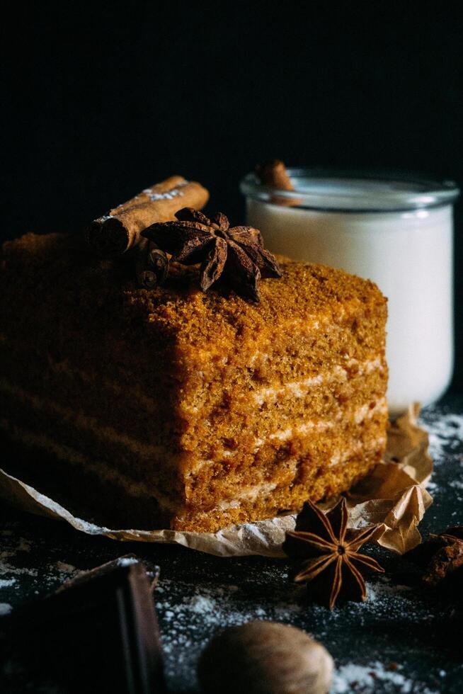 carrot cake with cinnamon and spices photo