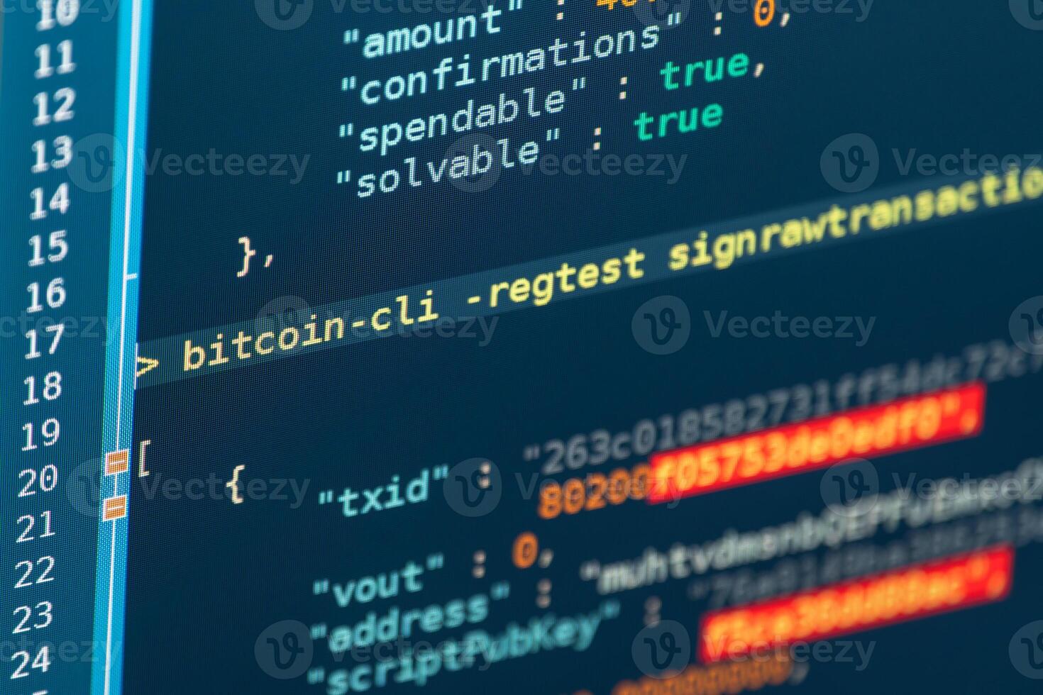 Cryptocurrency source code on a computer screen photo