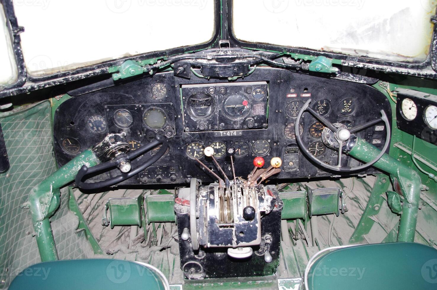 In the cockpit of an old aeroplane photo