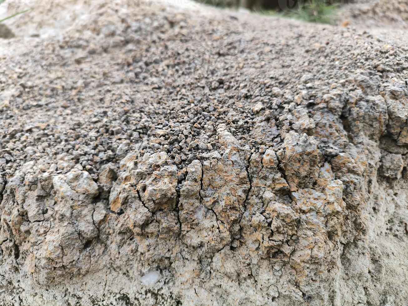 Dry soil texture on a cliff photo