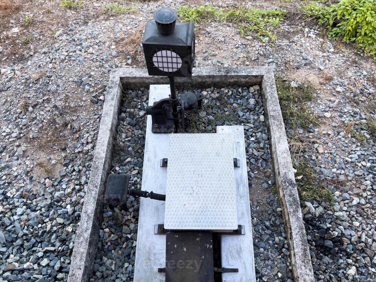 Point Indicator of the railroad switch. photo