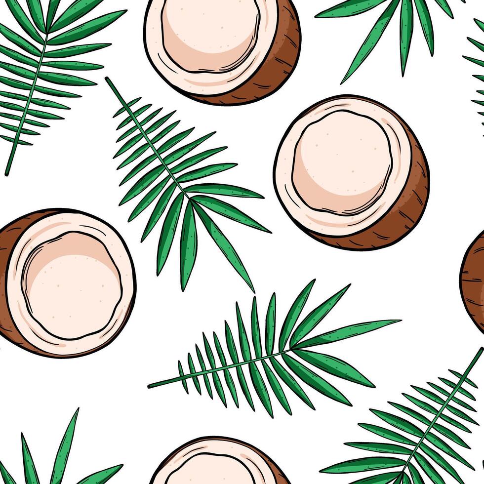 Seamless pattern with coconut vector