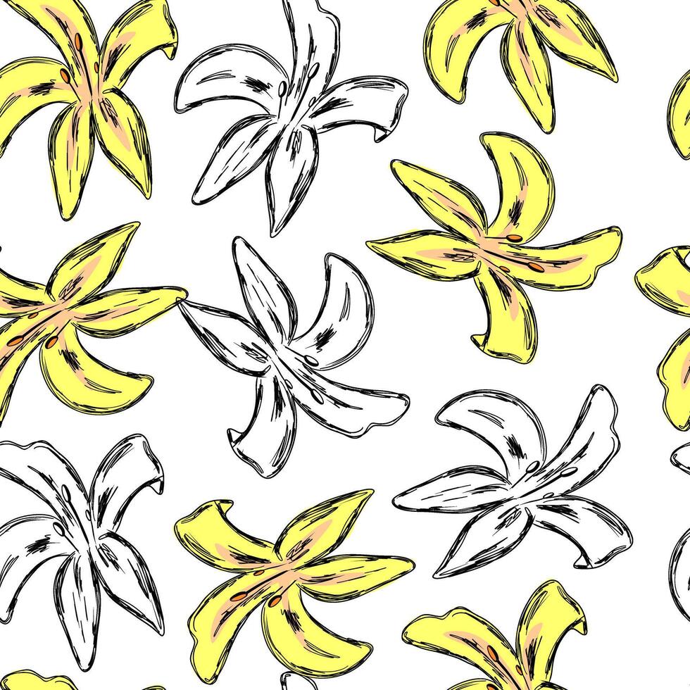 Seamless background with lily flower vector