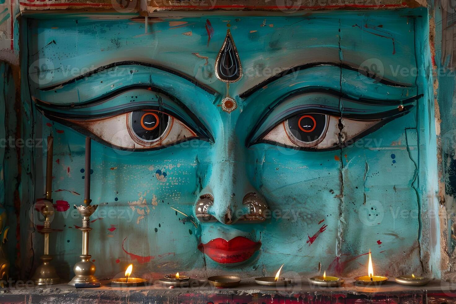 On the wall, strange Indian eye pattern Keyw photo