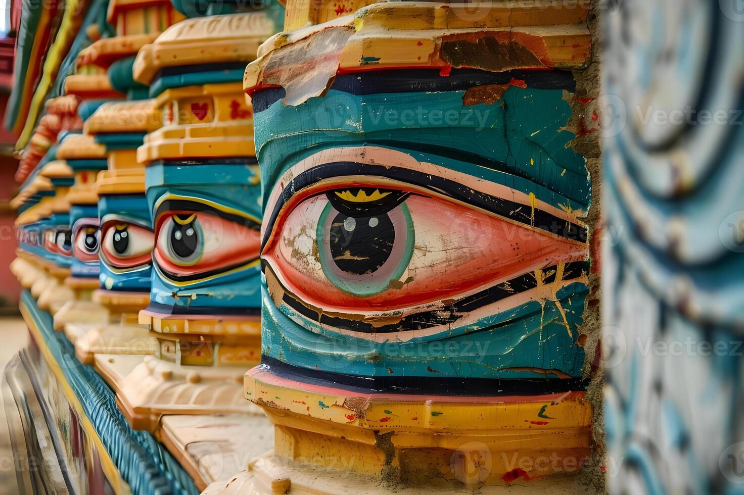 On the wall, strange Indian eye pattern Keyw photo