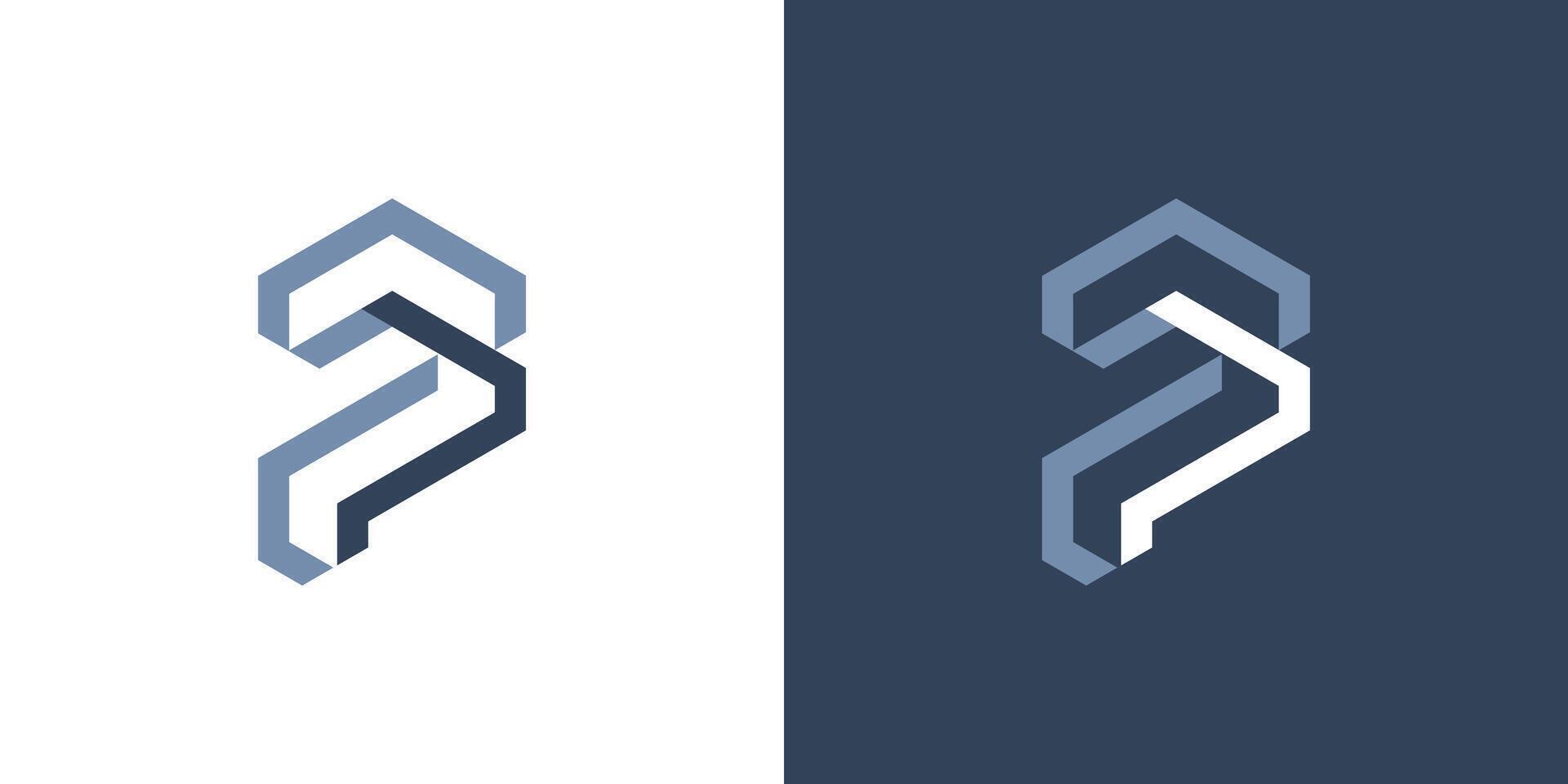 P letter monogram logo design abstract minimal vector