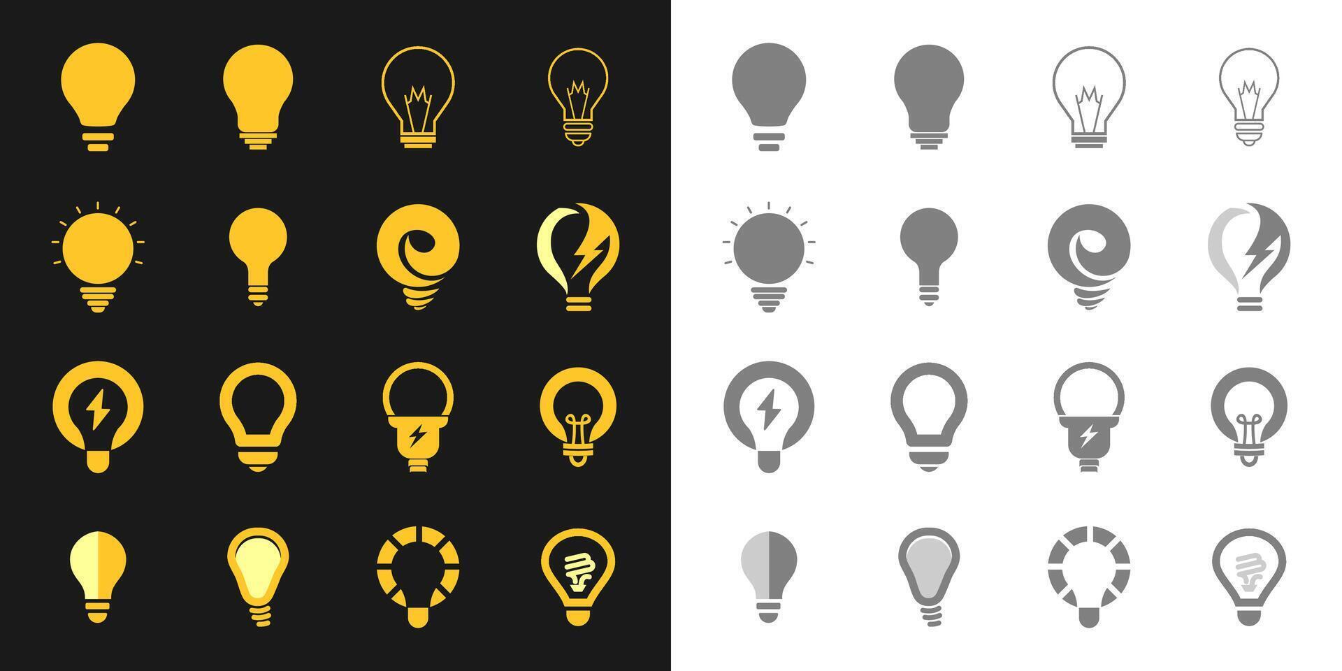 Light bulb lamp icon logo illustration. collection set isolated vector