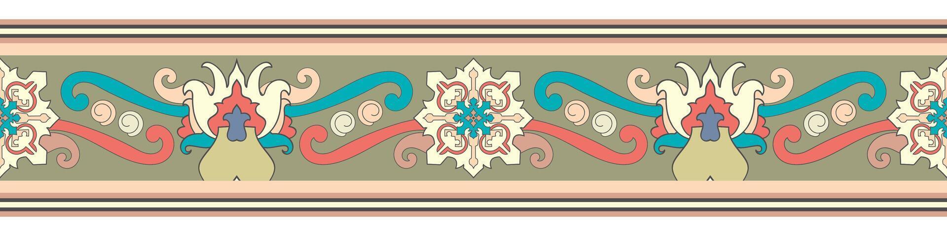 Carpet border, pastel colors, for seamless border printing. vector