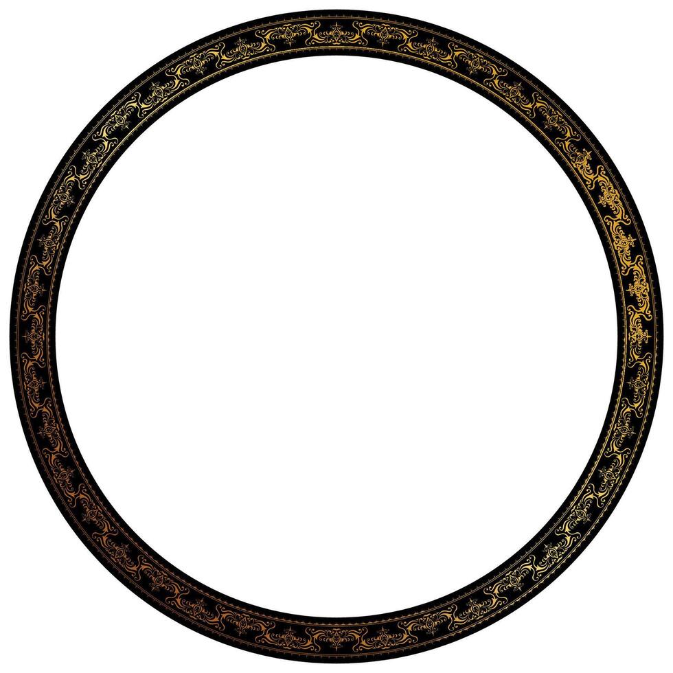 golden circle frame border photo frame floral ethnic tribal pattern vector