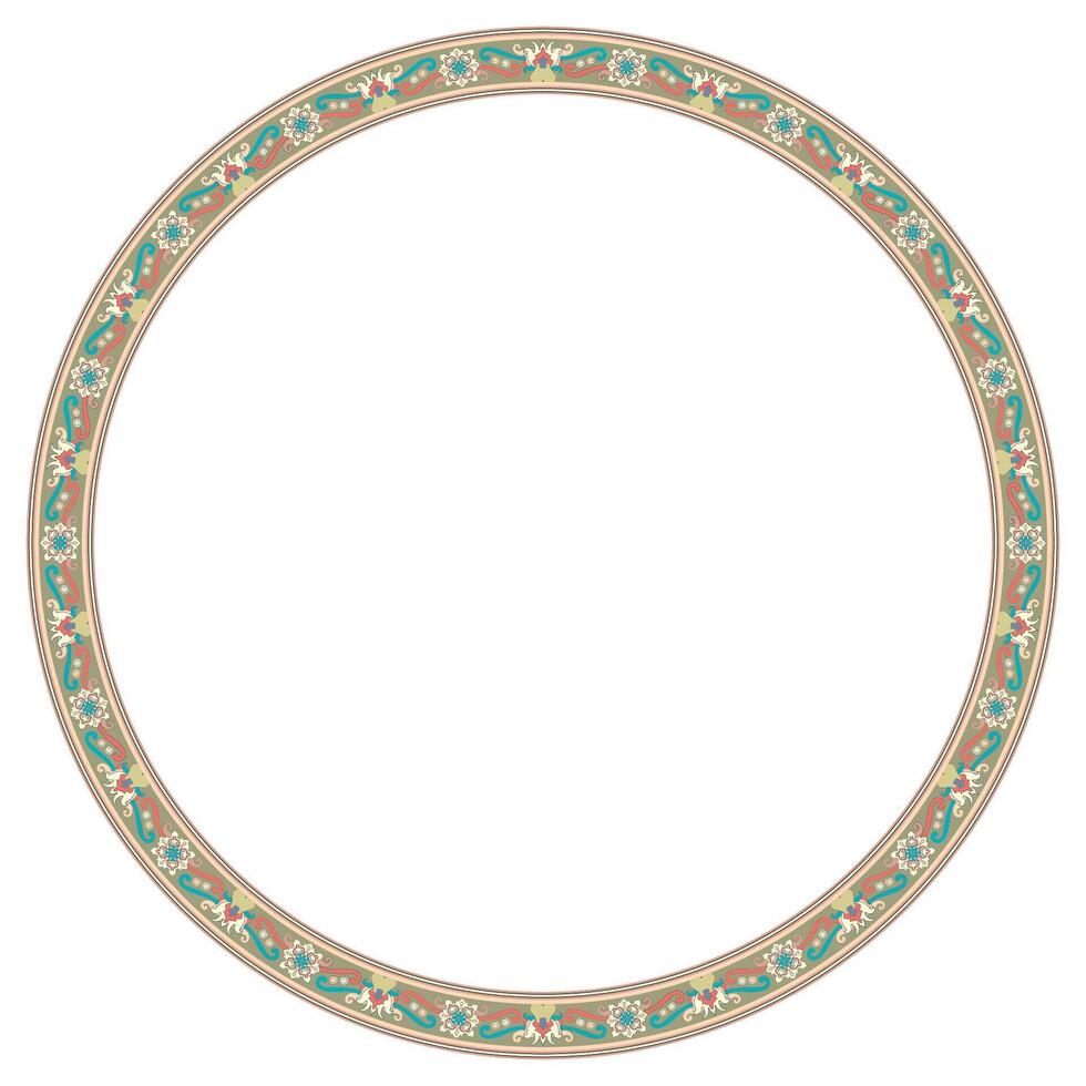 circular frame border photo frame ethnic floral tribal pattern vector