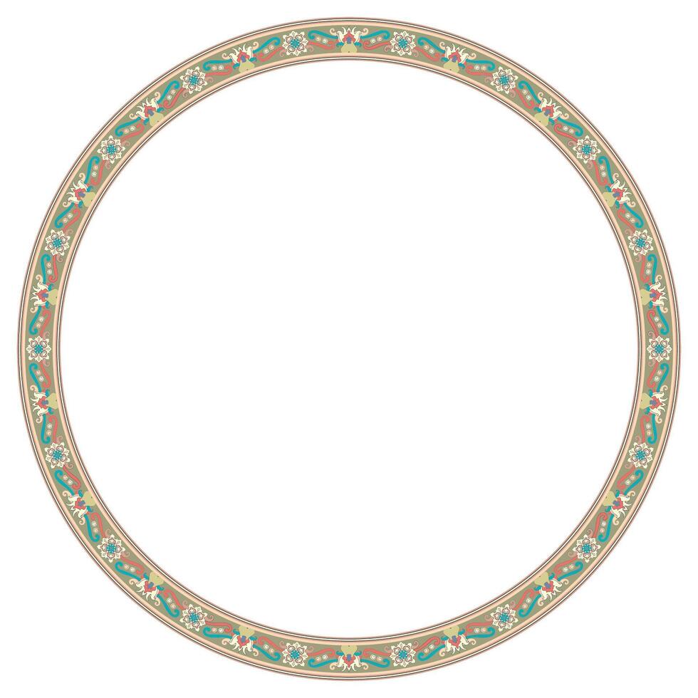 circular frame border photo frame ethnic floral tribal pattern vector