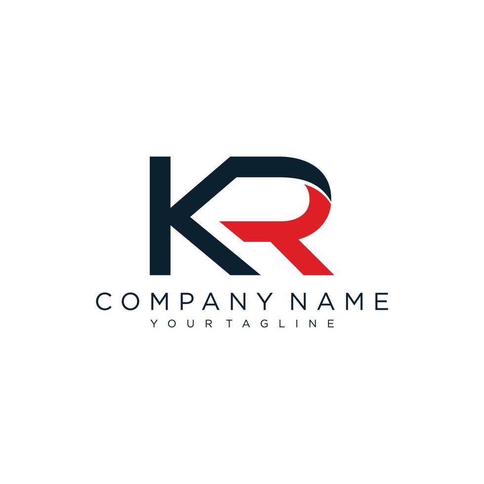 Initial Letter KR or RK typography logo design vector