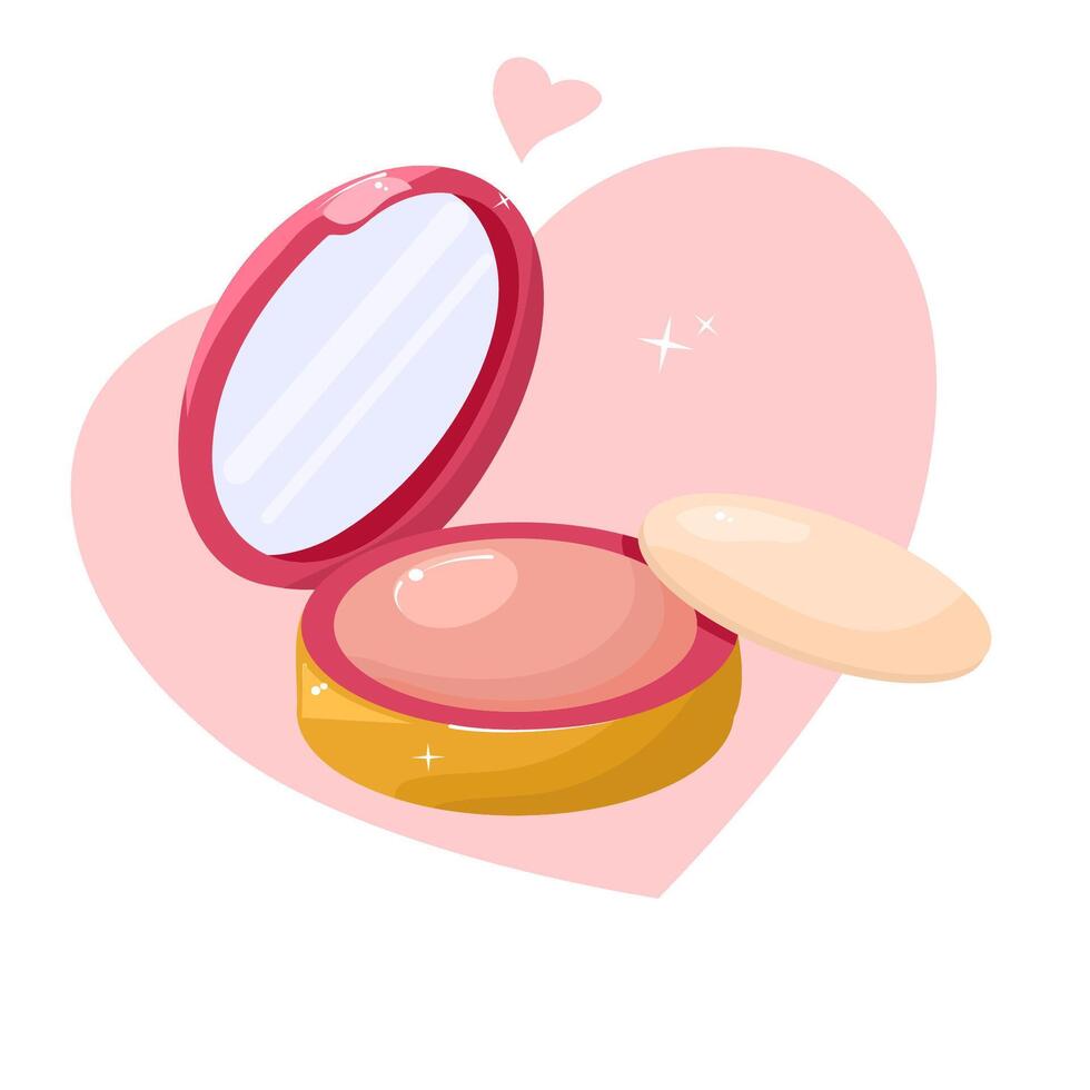 Mirror and powder makeup vector