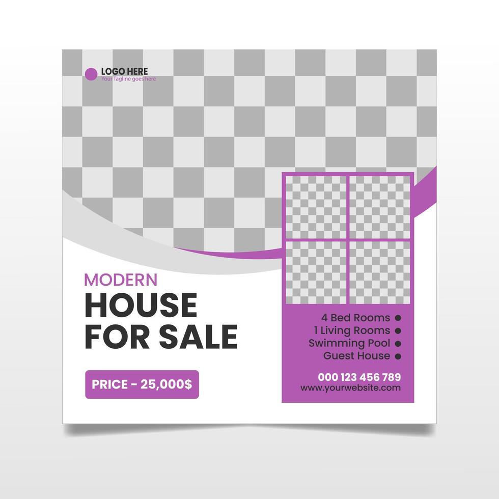 Modern Real Estate Social Media Post Design Template Free vector