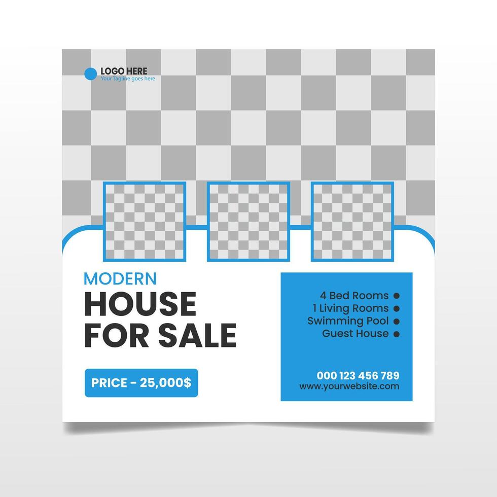 Modern Real Estate Social Media Post Design Template Free vector