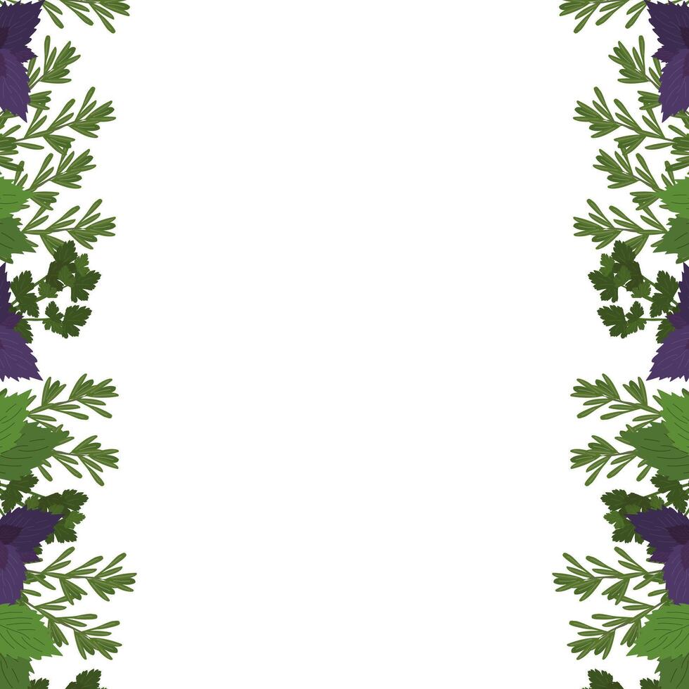Fresh greens frame concept of healthy eating. Menu design cafe, restaurant, flyer, poster. illustration. vector