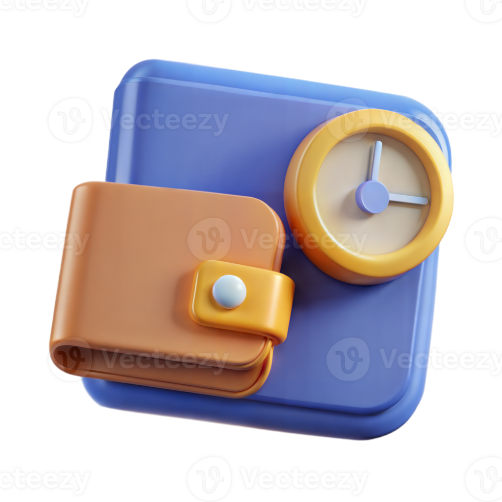 A blue and yellow clock is placed on top of a blue tray png