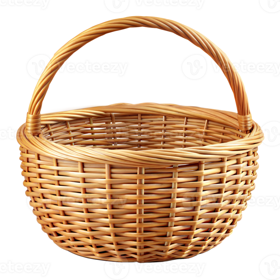 A close-up of a rustic wicker basket png