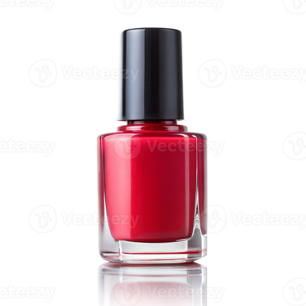 Close-up of red nail polish bottle with black cap png