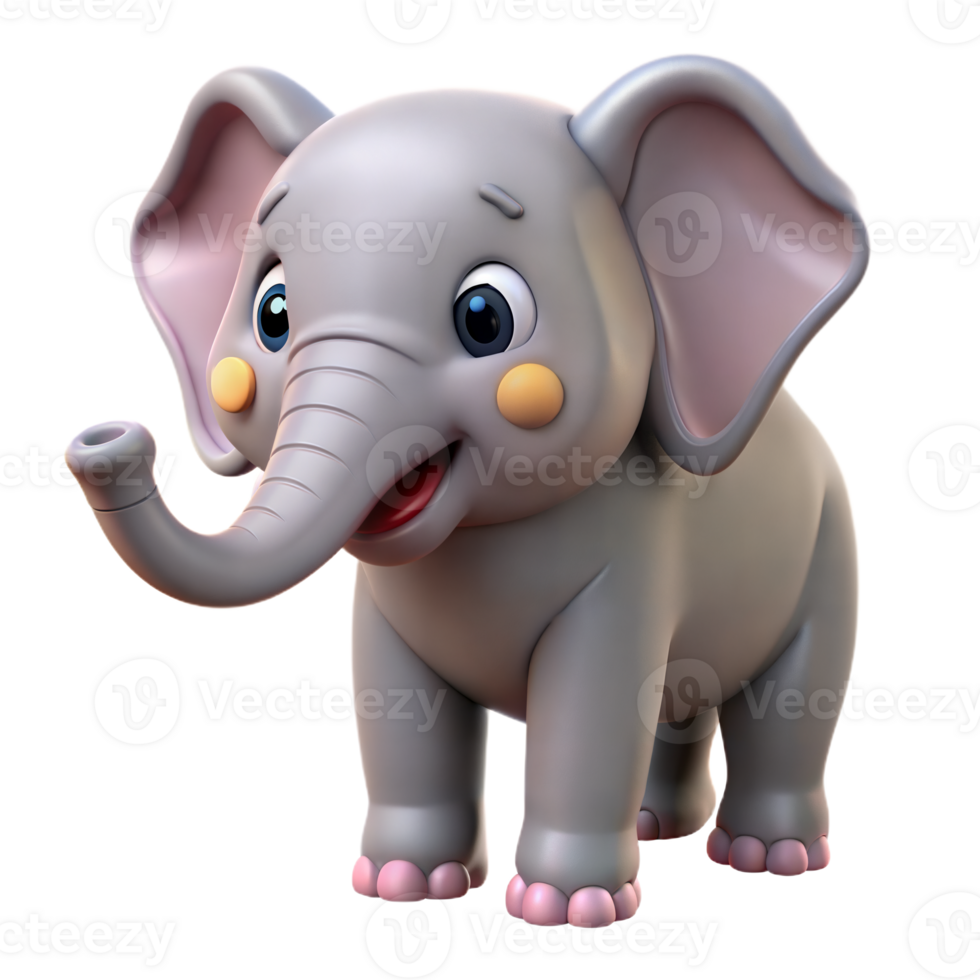 A cartoon elephant with a big smile on its face, looking cheerful and friendly png