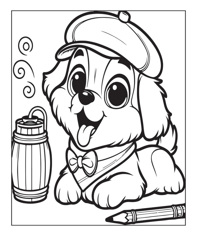 dog coloring page for kids vector