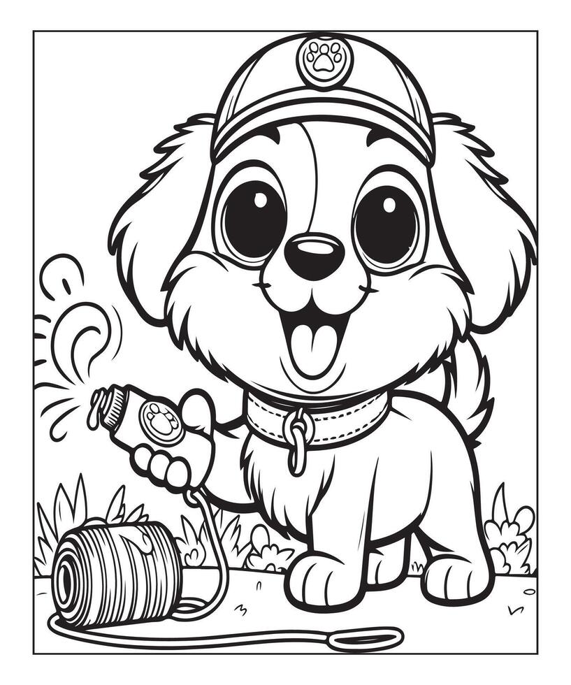 dog coloring page for kids vector