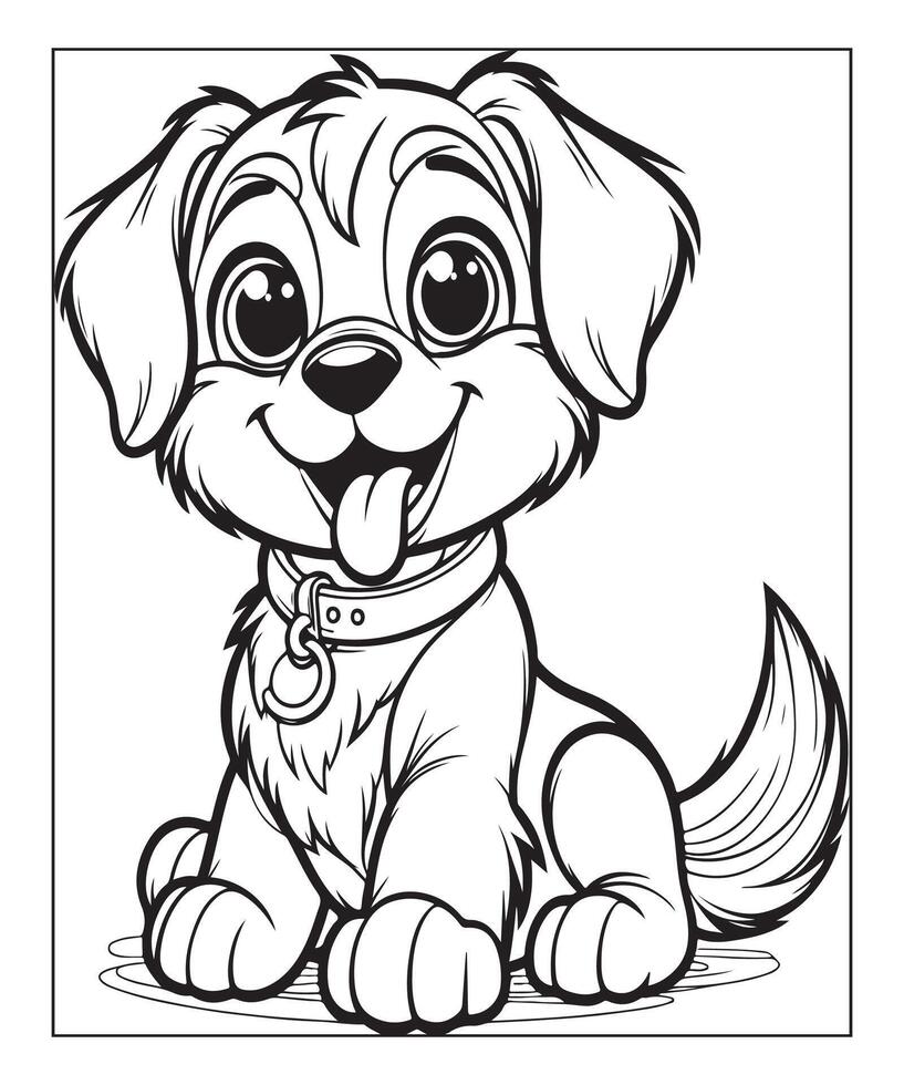 dog coloring page for kids vector