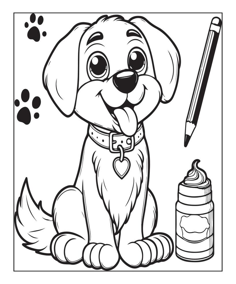 dog coloring page for kids vector