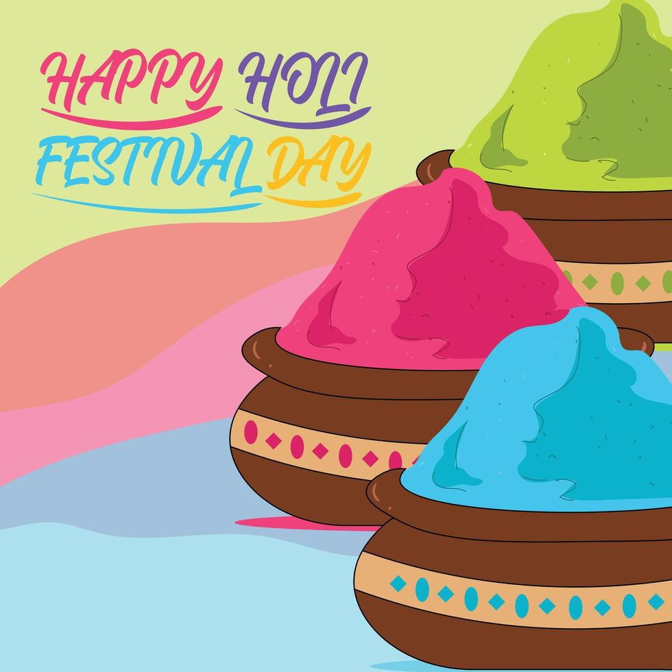 happy holi festival day vector