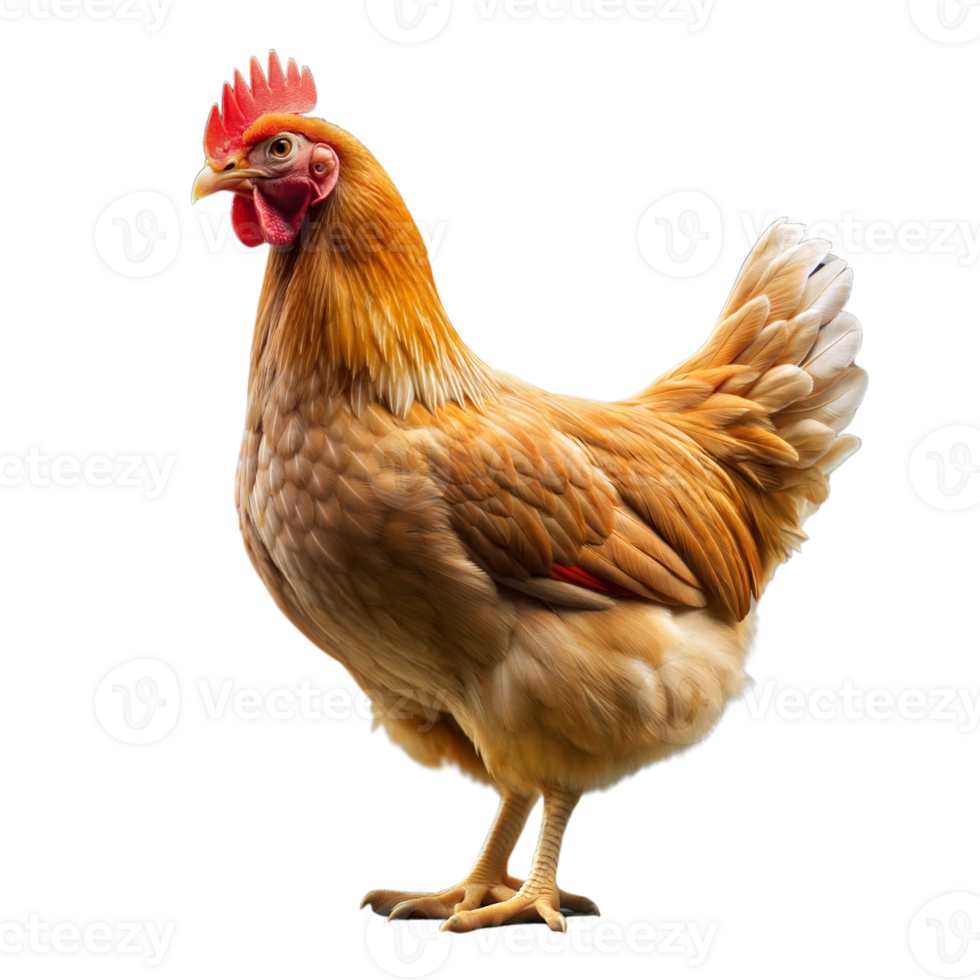 Isolated golden brown hen standing on a clear background png
