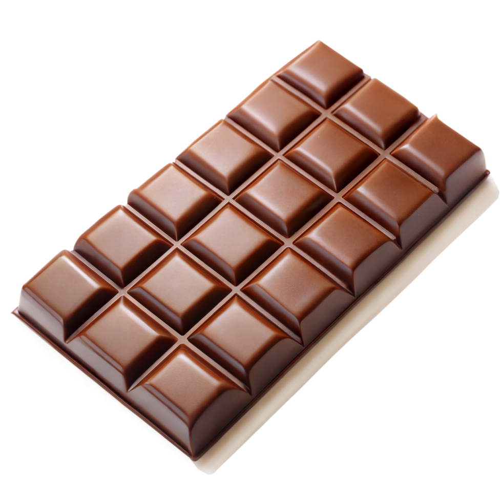 A milk chocolate bar with segmented squares, ready to eat png
