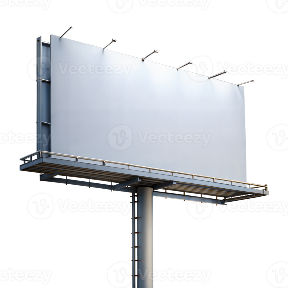 Large billboard on a metal structure with lights for advertisements png