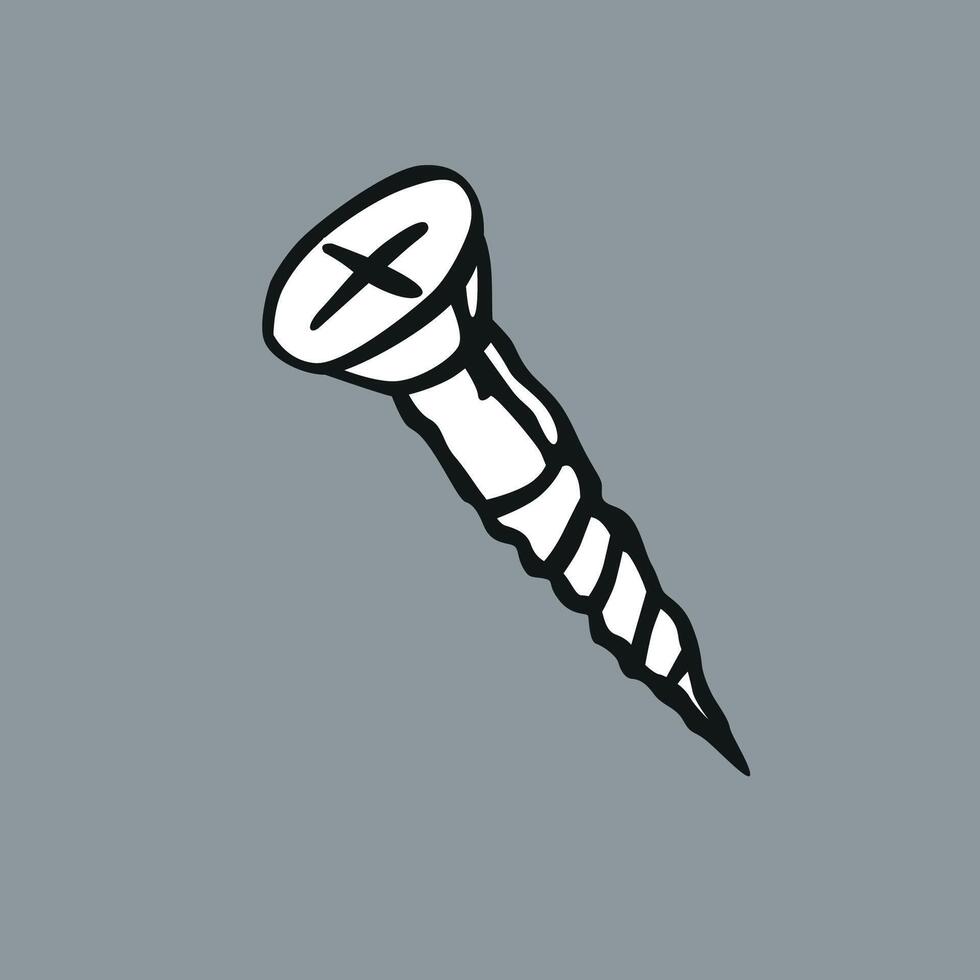 screw with hand drawing style in black and white vector