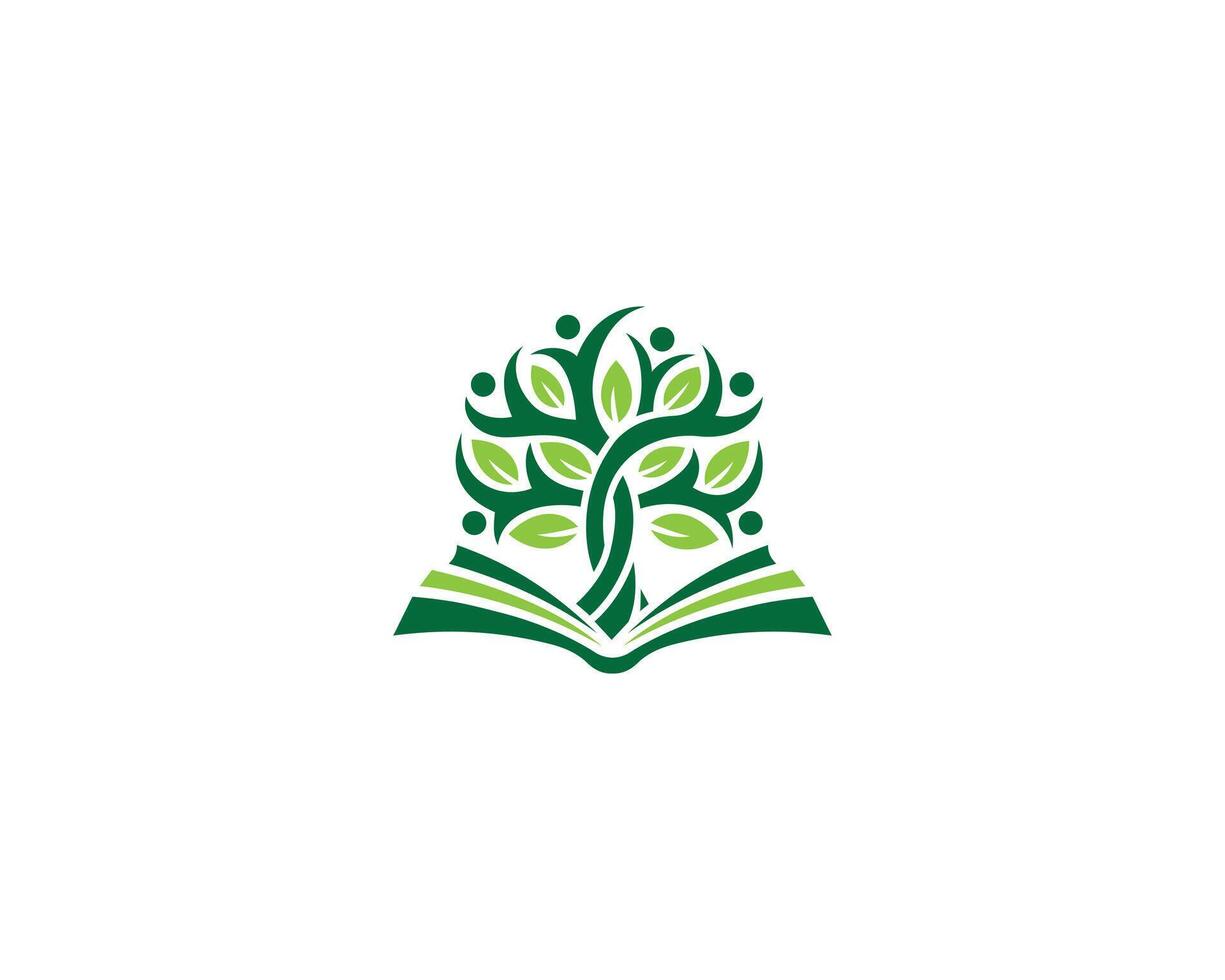 Tree with education book logo design concept template. vector