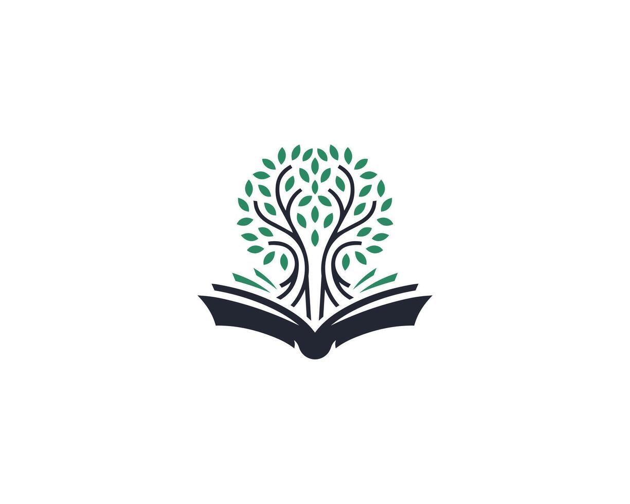 Education logo design with green tree symbol template. vector