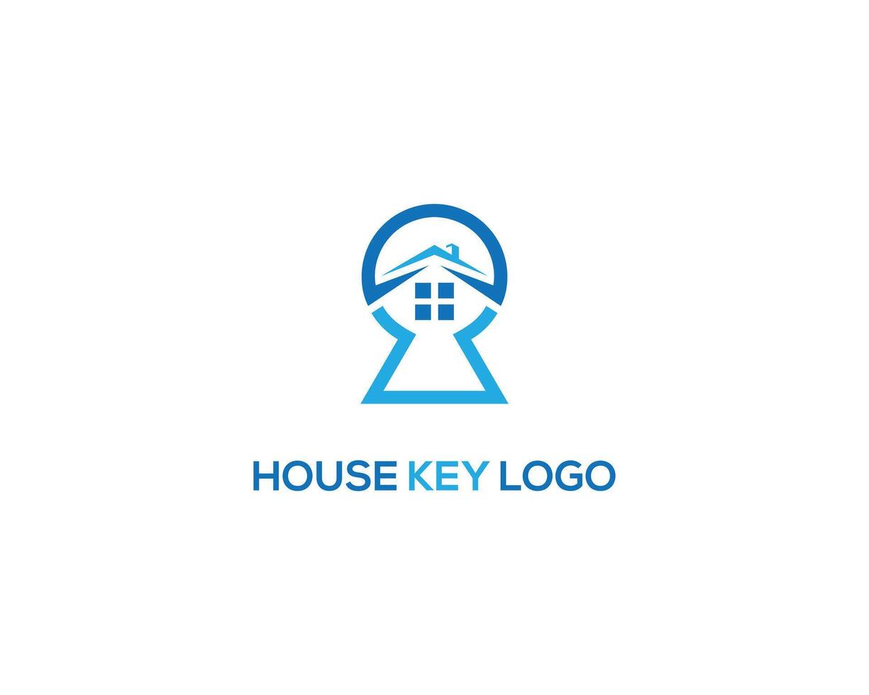 House key hole lock security protection logo design template. vector