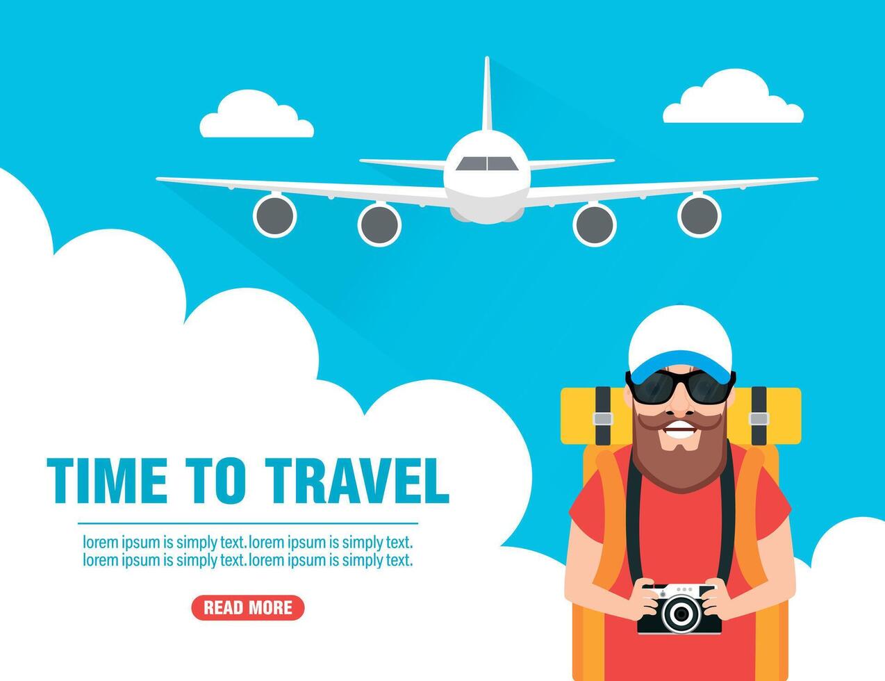 Time to travel. Journey traveler concept design flat vector