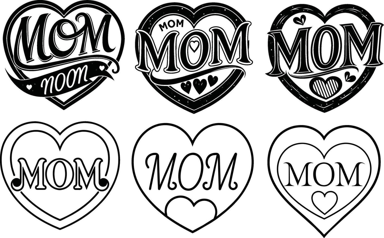 6 pics A hand-drawn heart and the text I love you, Mom illustration. Happy Mothers Day vector