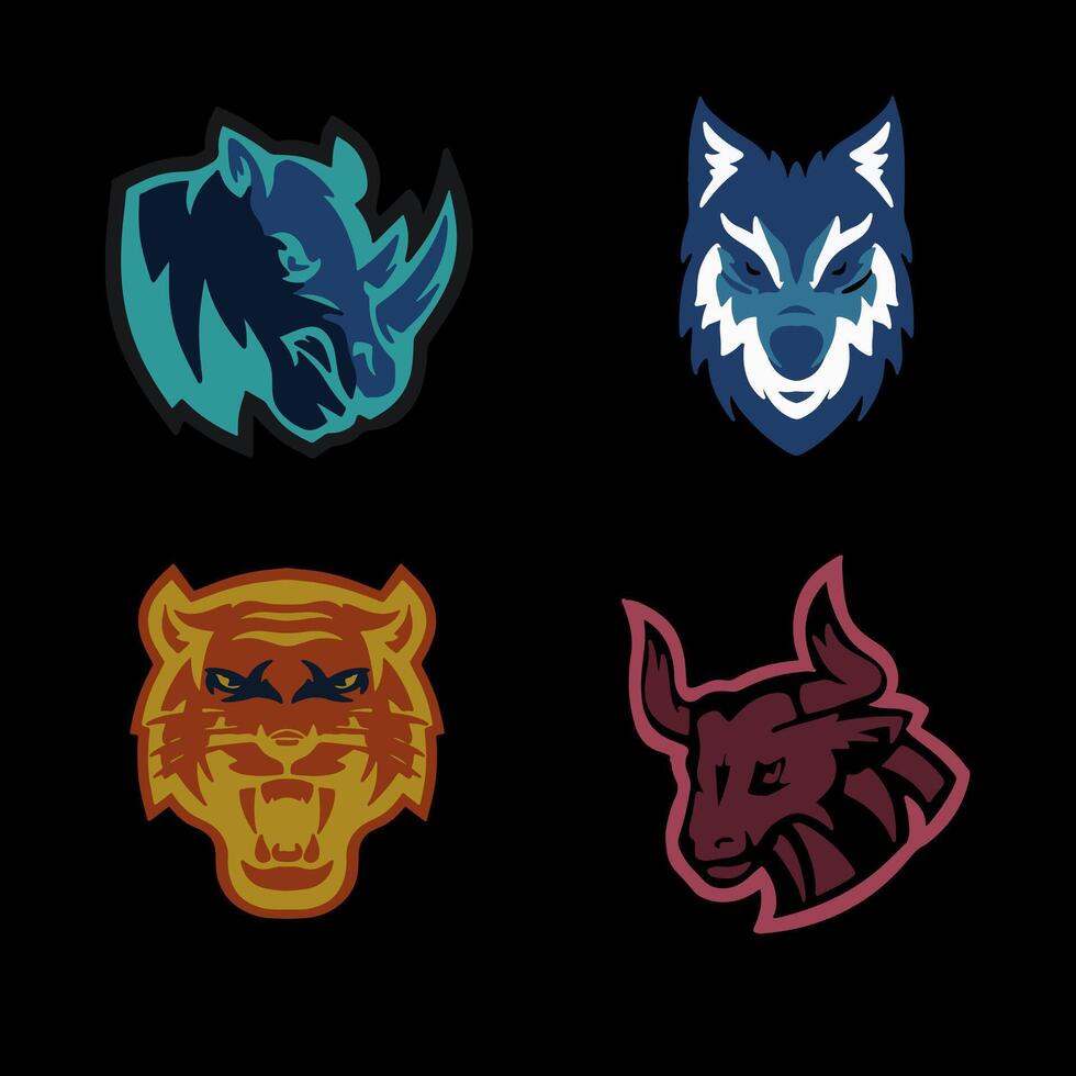 Set of animals logo esport modern digital design vector